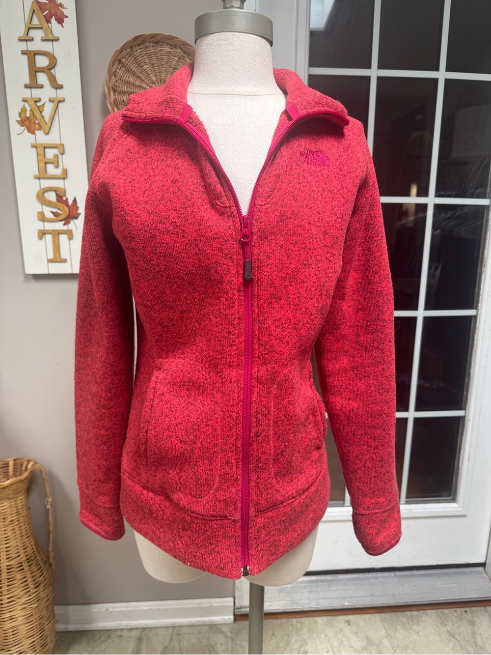 The North Face Crescent Full Zip Sweater Fleece Jacket Pink Red Small